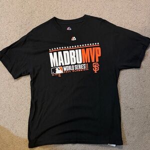 Majestic Black and Orange 2014 World Series MVP Madison Bumgarner Tee L